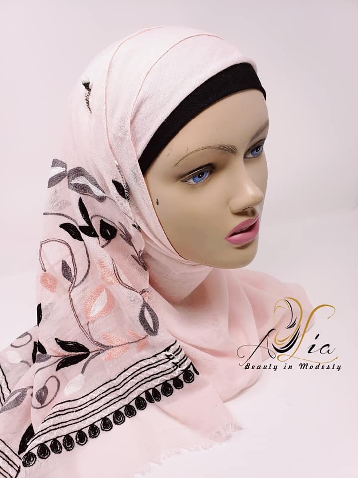 Pink Cotton Embroidered Shawl ESH08