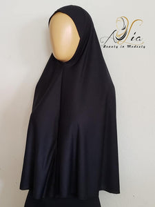Cotton, Extra Long One Piece Black Hijab