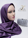 Plum Double Face Silk Satin Square Scarf