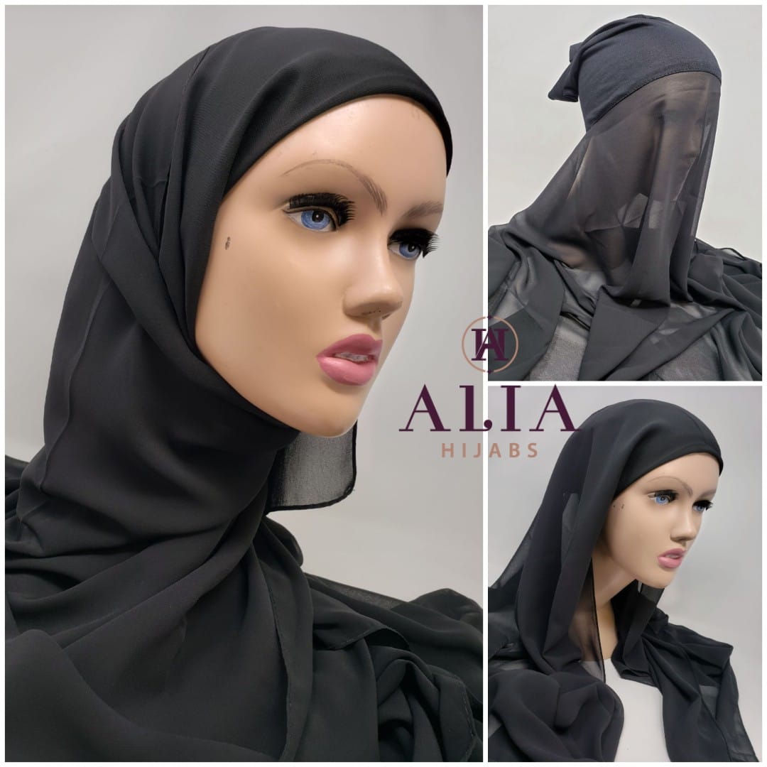 Black Pin Less Instant Shawl PLIS-15
