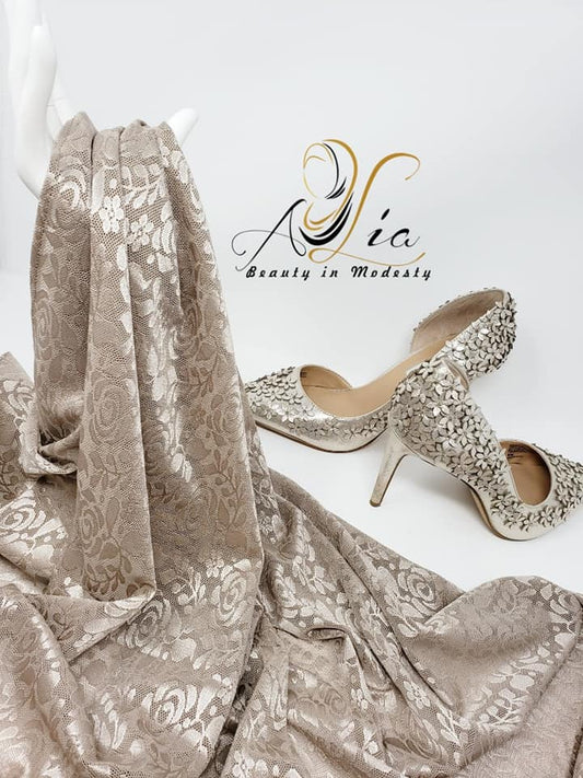 Dark Beige Lace/Dantel Shawl