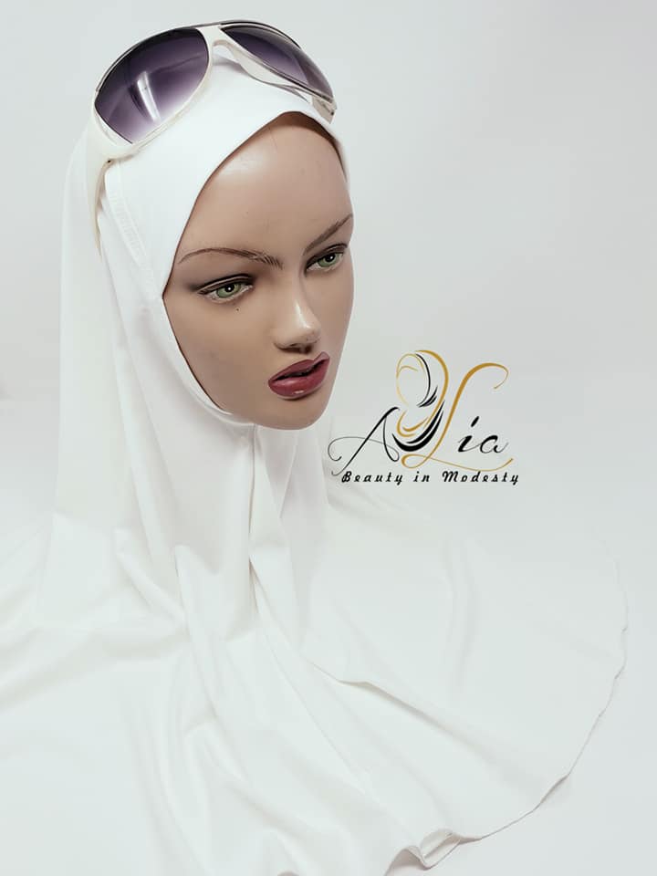 Lycra, Long One Piece Cream Hijab