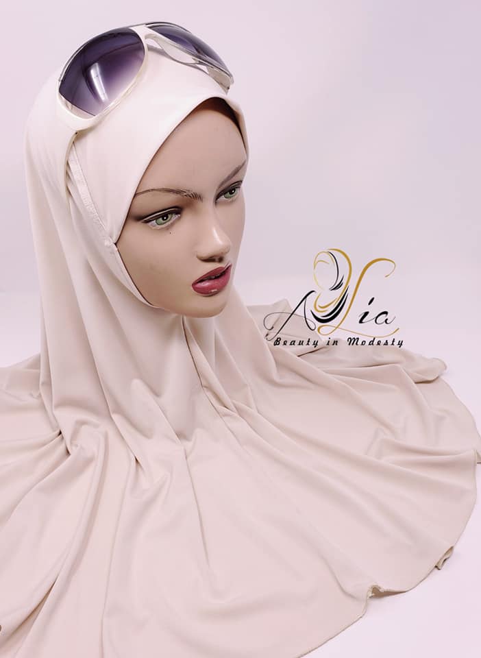Lycra, Long One Piece Light Beige Hijab
