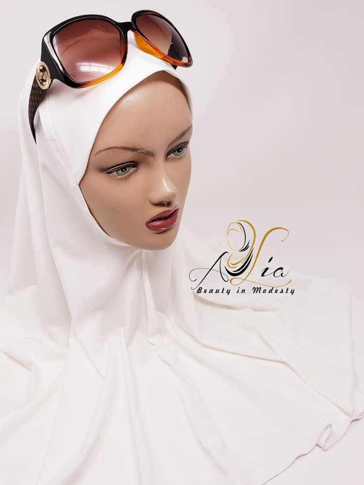 Lycra, Long One Piece Off-White Hijab