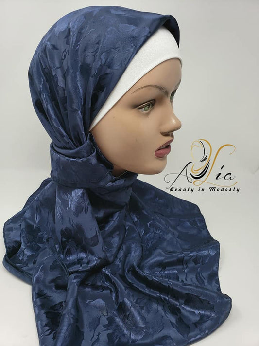 Navy Blue Blended Silk Scarf 012