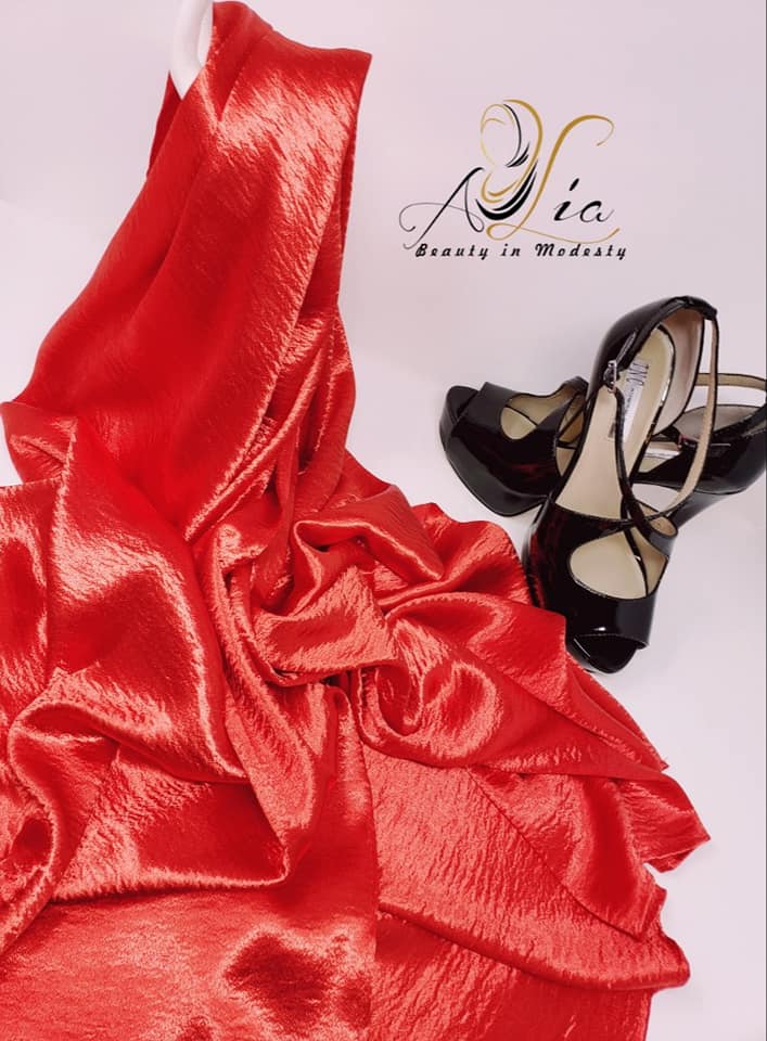 Red Thick Wrinkle-Free Plain Satin Shawl